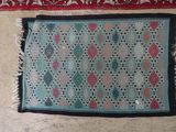two rugs on the floor with different colors and patterns