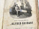 an old book with a picture of a man sitting in front of a easel