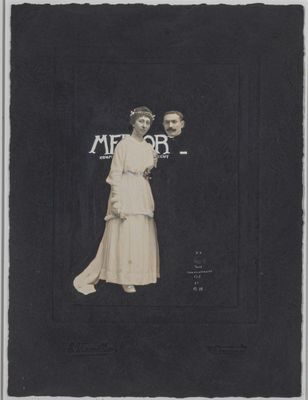 black and white photograph of a man and a woman standing next to each other