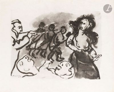 a black and white drawing of a group of people