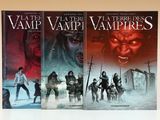 trois livres sur les vampires et les loups-garous posés sur une table