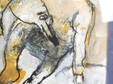 une peinture représentant un homme sur un skateboard posé par terre