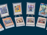 a lot of cards that are on display in a row