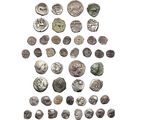 a picture of a number of coins on a white background