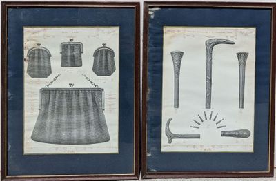 deux photos encadrées représentant différents types d'outils, accrochées au mur