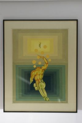 Ecole moderne anonyme, "Nu masculin", gouache sur papier, 60…