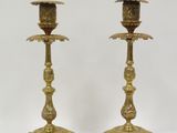 pair of antique brass candlesticks