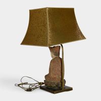 Lampe à poser en métal et céramique à décor de Bouddha assis (photo 2)