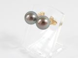 pair of tahiti pearl earrings on clear acrylic stand