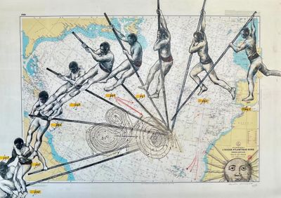 un dessin représentant un groupe de personnes sur une carte