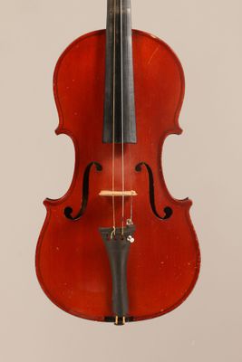 a close up of a violin with a bow on a white background