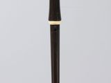 an image of a black and white musical instrument on a clear surface