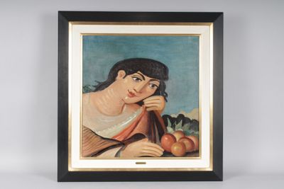 André DERAIN (1880-1954) : femme et fruits. Huile sur toile … - Photo 1
