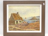 une image d'un tableau représentant une maison au bord de l'eau