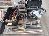 a lot of tools that are sitting on a pallet