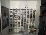 many glasses on display in a display case