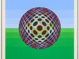 a poster of a sphere with a red box on top of it