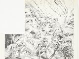 two pages of comic art depicting a group of people in a cave