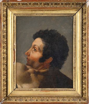 portrait of a man with a cat by a painting of a dog