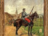 tableau représentant un homme à cheval, un pistolet à la main