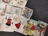 a lot of cards that are on a table