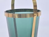 brass and green glass bucket with handle