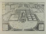 drawing of a plan of a palace with a courtyard and a garden