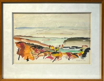 une photo d'une aquarelle représentant un paysage