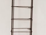 an image of a metal shelf with a wooden top