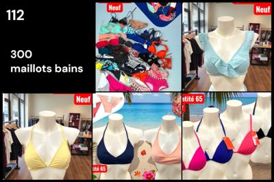 several pictures of different bras displayed on mannequins in a store