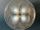 a close up of a glass plate with a cross on it