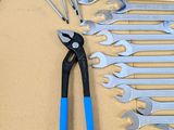 a lot of tools that are laying out on the table