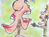 drawing of a man and a woman talking to each other