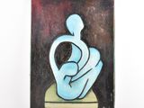 une peinture représentant une femme tenant un bébé dans ses bras
