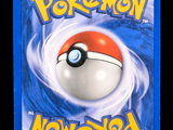 a blue and white card with a red and white pokemon ball on it