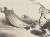 a drawing of a man riding a horse next to a woman