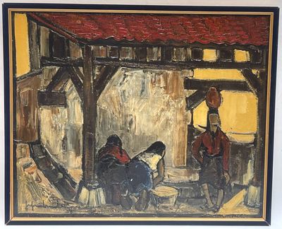 Jef FRIBOULET - Femmes au lavoir - Peinture sur toile signée…