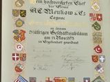 an old document with a picture of a group of flags on it