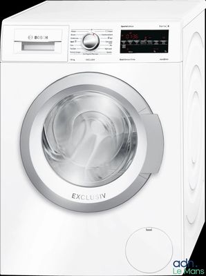 un gros plan d'une machine à laver blanche sur fond noir