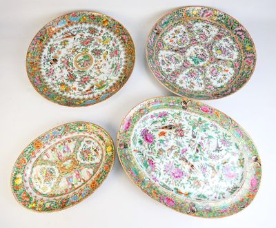 a set of four chinese famille dishes