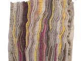 un gros plan d'un tapis multicolore sur fond blanc