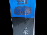 a clear plastic box with a silver object inside of it