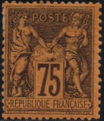 a stamp with a picture of two women on it