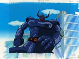 l'image d'une photo représentant un homme en costume bleu avec des cornes