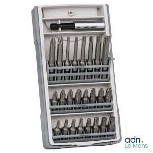 many different tools in this case on the shelf