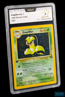 gros plan d'une carte pokemon dans un étui en plastique