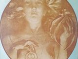 painting of a woman holding a clock in her hand