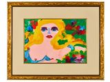 une image d'une peinture représentant une femme avec des fleurs dans les cheveux