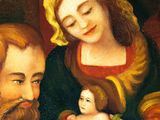 an image of a painting of a man and a woman holding a baby