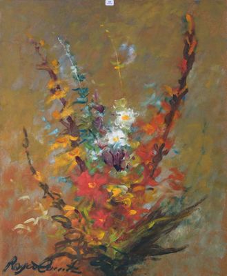 peinture d'une peinture d'un vase de fleurs sur une table
